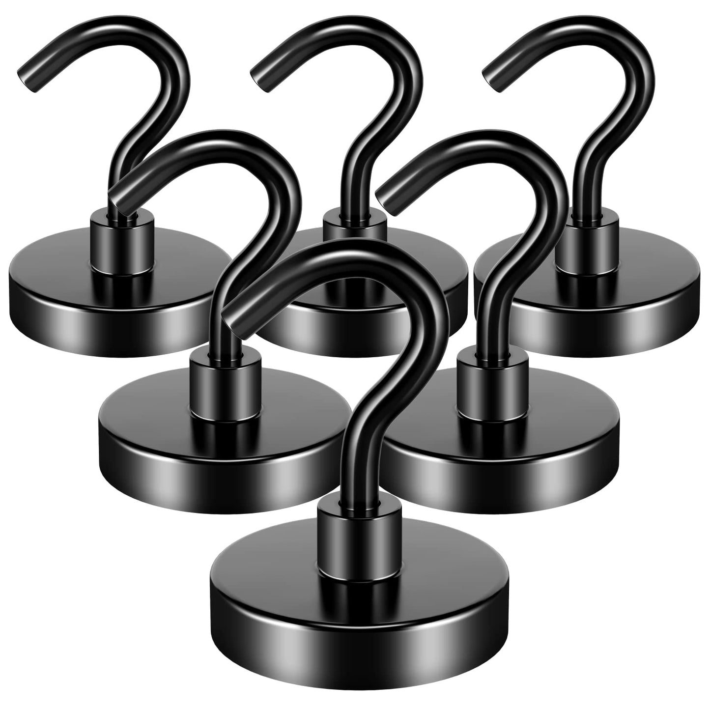 FINDMAG 6 Pack 80LBS Heavy Duty Magnetic Hooks Neodymium Magnet Hook for Hanging, Strong Magnetic Hooks Magnet with Hooks for Refrigerator, Grill, Kitchen, Key Holder