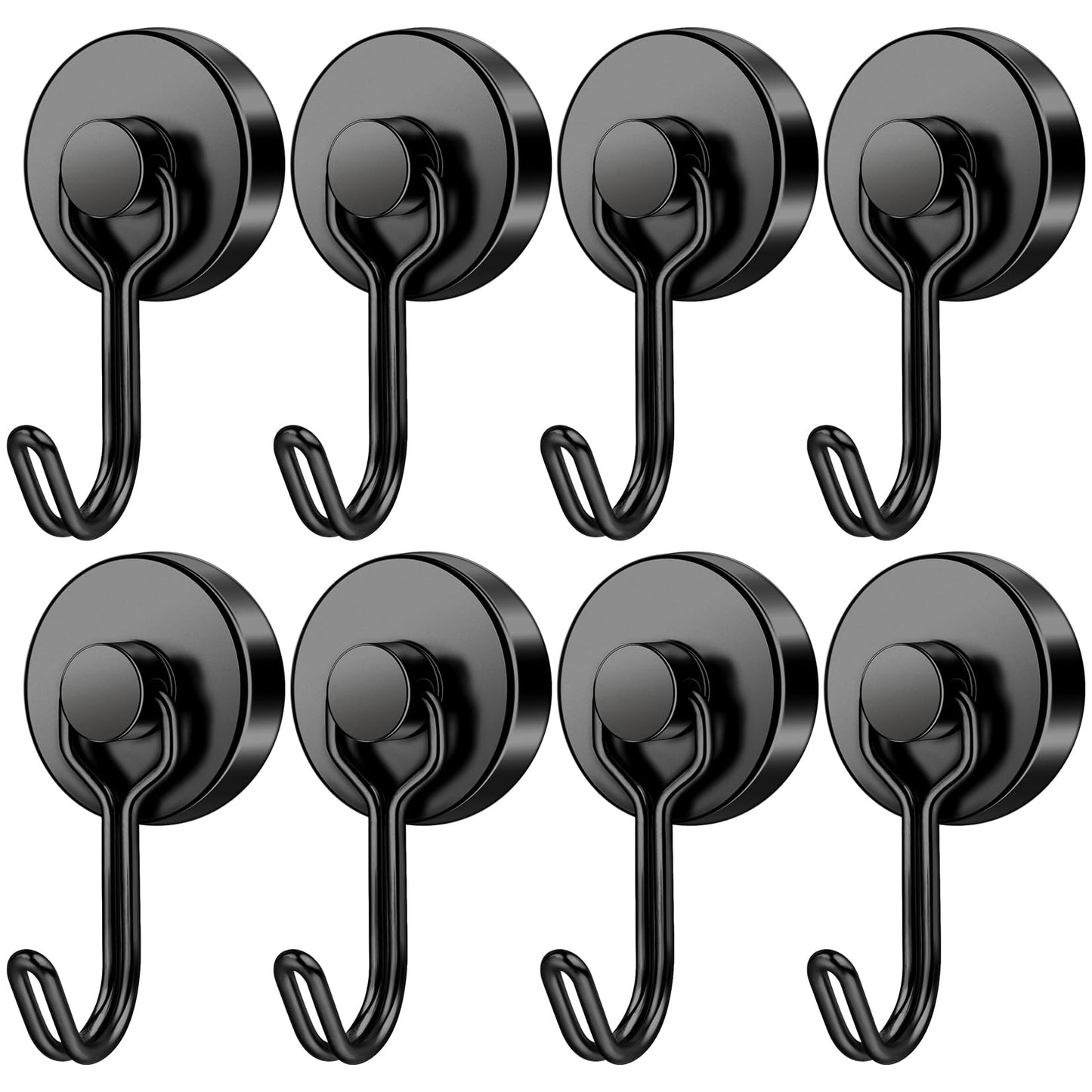 FINDMAG 60LBS Swivel Swing Magnetic Hooks, Heavy Duty Neodymium Hooks for Hanging, Strong Magnetic Hooks for Refrigerator, Kitchen, Office, Garage, Locker, Cruise, Home storage - 8 Pack