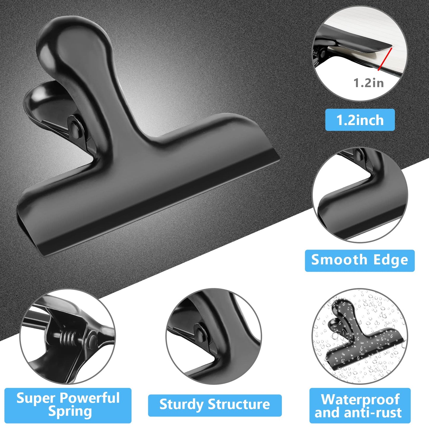 FINDMAG Bag Clips, Heavy Duty Stainless Steel Chip Clips, 8 Pack Food Bags Clamp Great for Kitchen Office to Seal Coffee Bags, Paper Sheets - Pack of 8