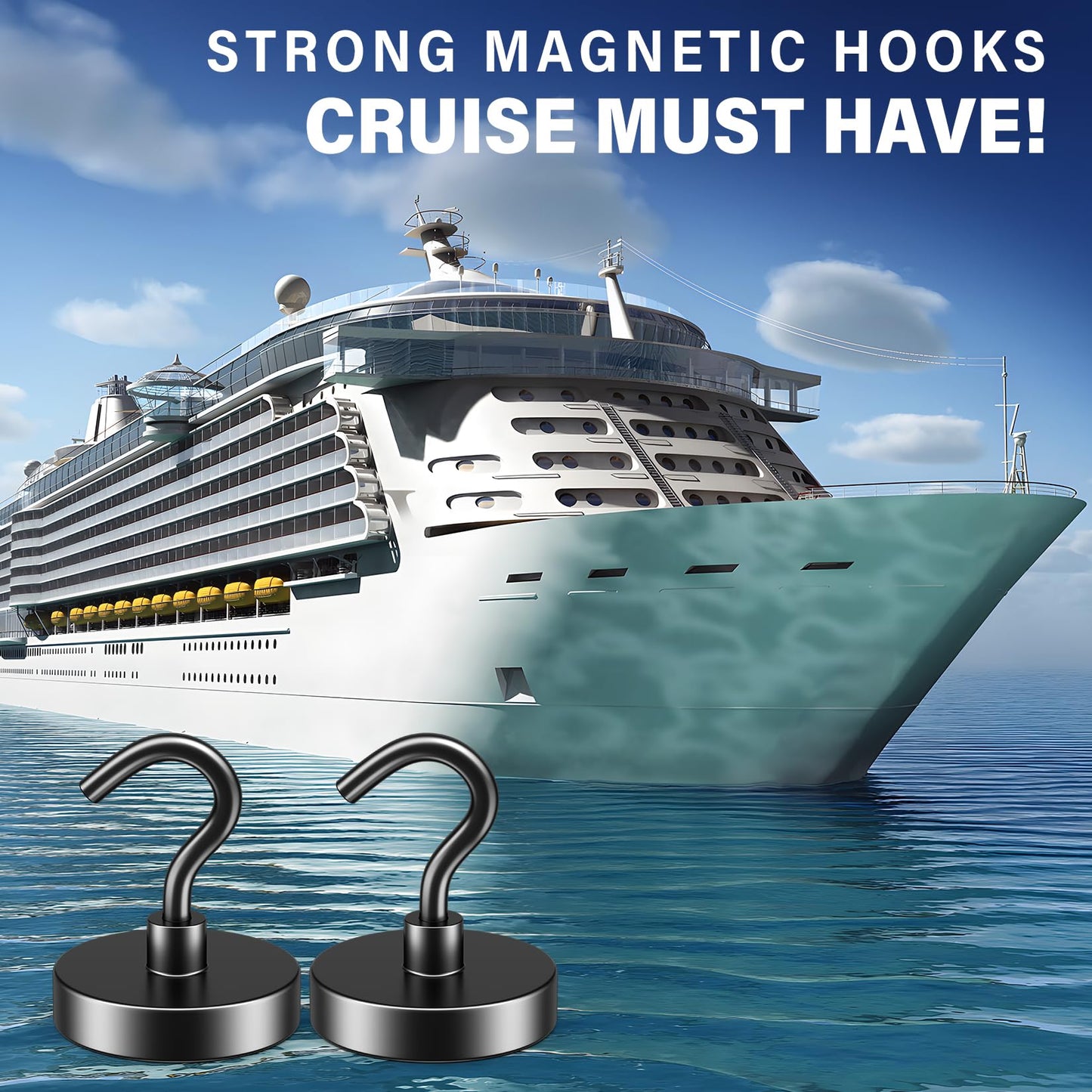 FINDMAG 6 Pack 80LBS Heavy Duty Magnetic Hooks Neodymium Magnet Hook for Hanging, Strong Magnetic Hooks Magnet with Hooks for Refrigerator, Grill, Kitchen, Key Holder