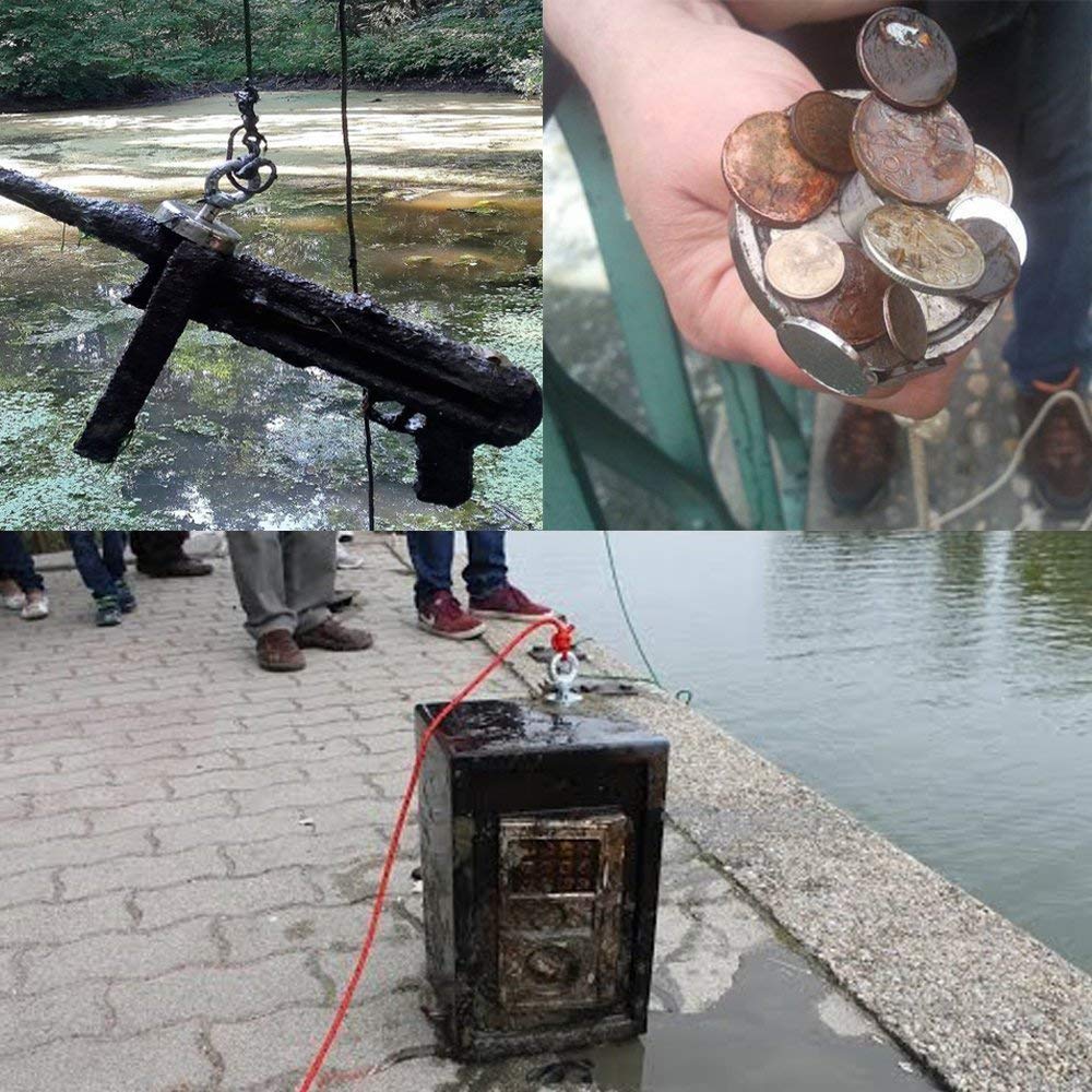 FINDMAG Fishing Magnet 750 lbs Pulling Force, Double Sided Magnet Fishing with Rope, Fishing Magnet Kit for Retrieving Items in River, Lake, Beach, Lawn, 2.36" Diameter