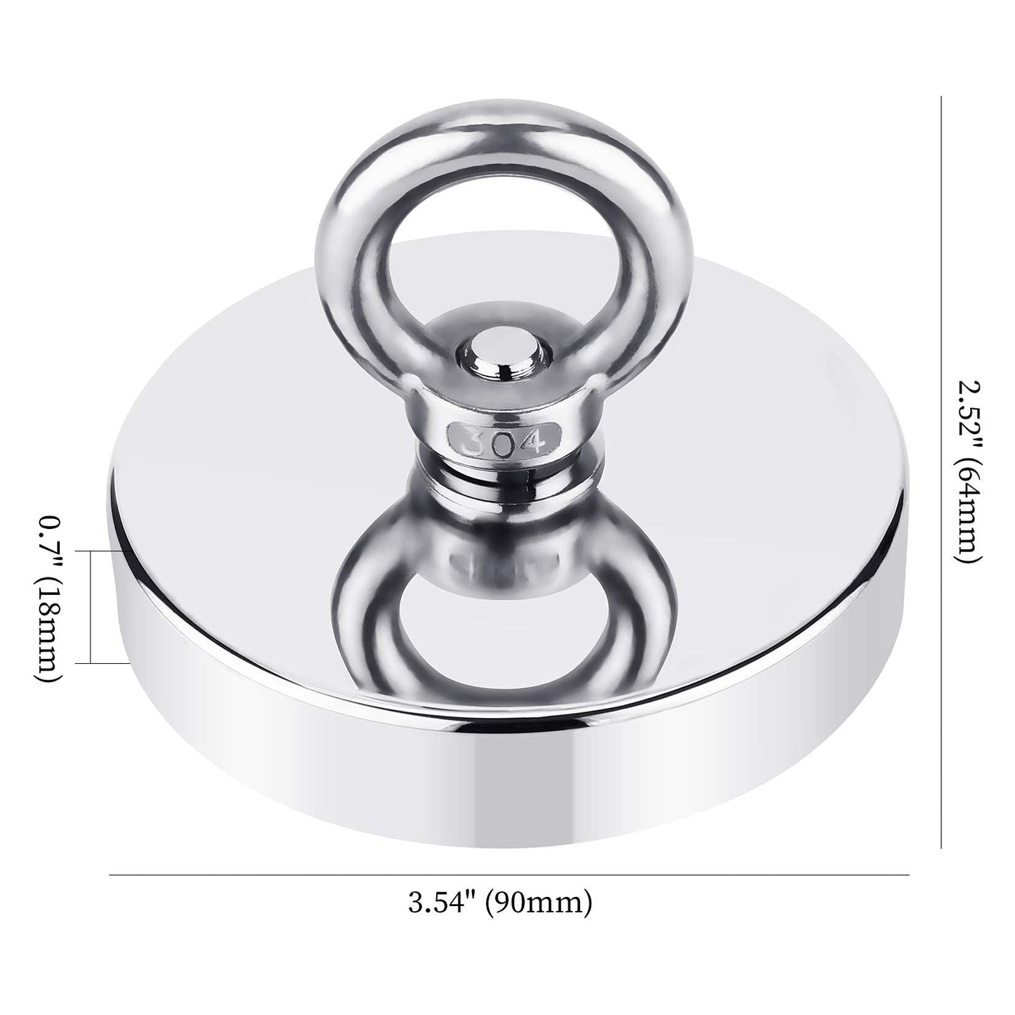 FINDMAG Magnet Fishing Kit with Case Fishing Magnets 1000 LBS Pulling Force Super Strong Neodymium Round Magnet for Heavy Duty Use - 3.54inch Diameter