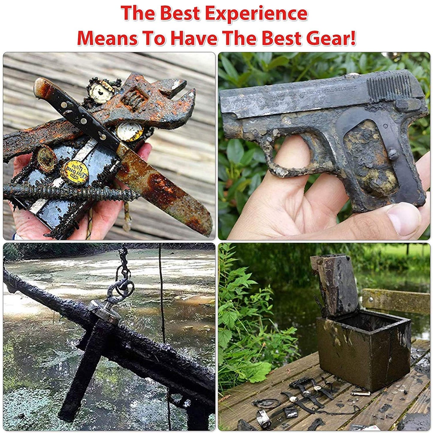 2625 lbs Fishing Magnet Kit, Double Sided Magnet Fishing Kit with Rope, Super Strong Fishing Magnet for Retrieving Items in River, Lake, Beach, Lawn, 4.57" Diameter