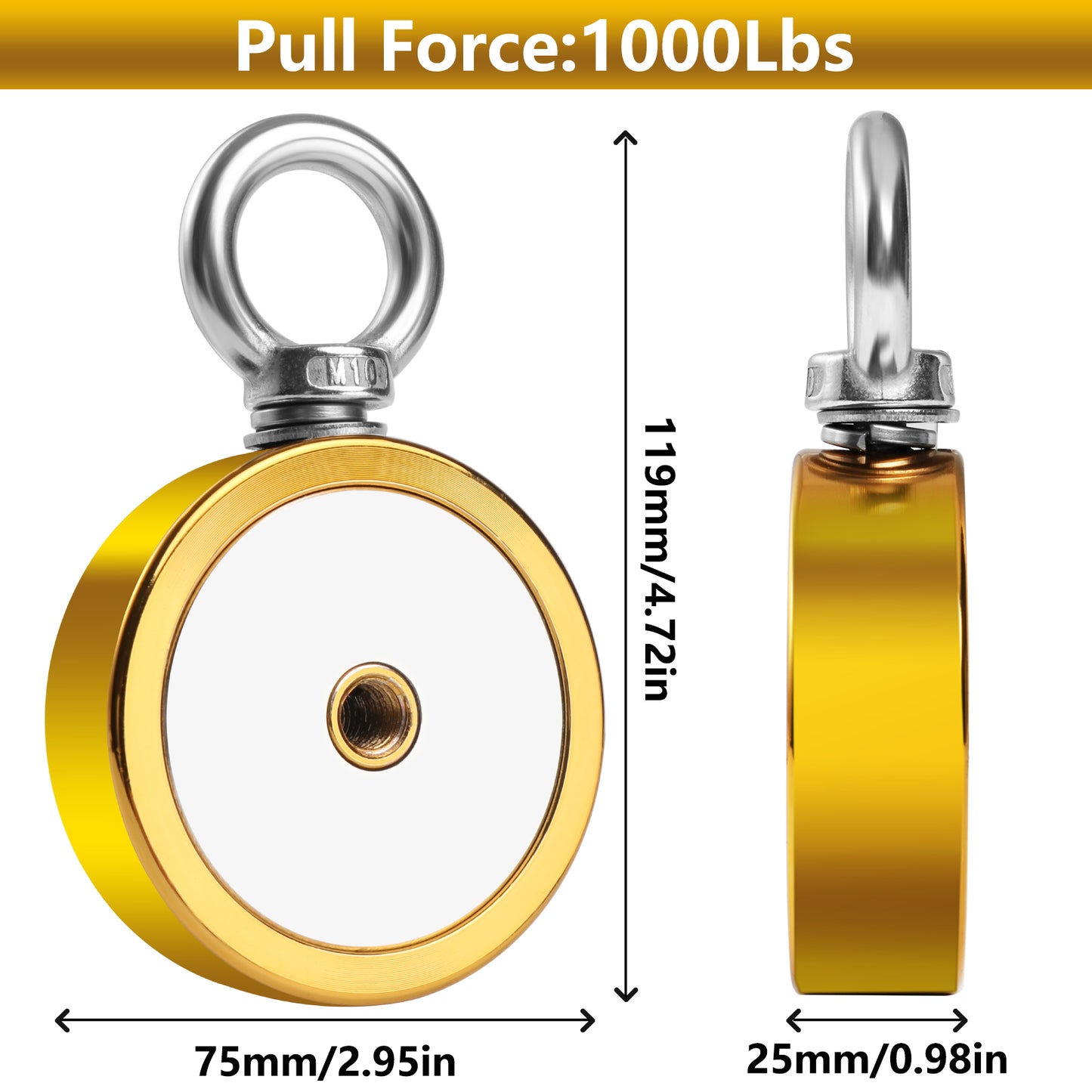 FINDMAG Double Sided Fishing Magnets 1000 lbs Pulling Force Fishing Magnet Kit with Case, 2.95" Diameter Magnet Fishing Kit Perfect for Retrieving Items and Magnetic Fishing