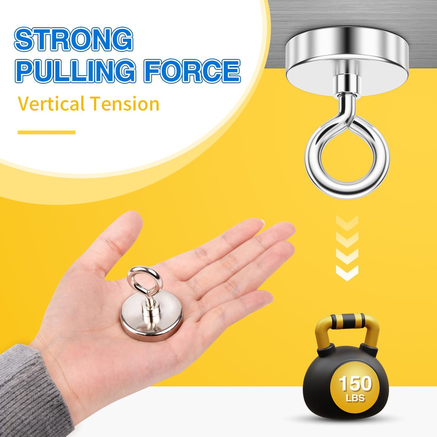 FINDMAG Neodymium Fishing Magnets, 150 LBS Pulling Force Neodymium Rare Earth Magnet with Lifting Eye-Bolt, Super Strong Round Magnet for Retrieving Items in Lake, Beach, Lawn 1.42’’(36mm)
