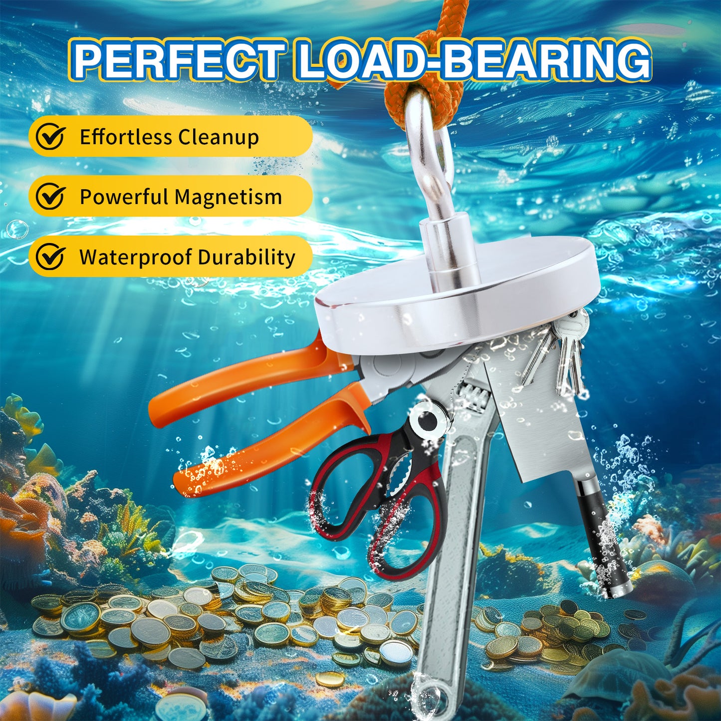 FINDMAG Neodymium Fishing Magnet, 1200LBS Rare Earth Magnets with Lifting Eye-Bolt, Strong Magnets Heavy Duty for Retrieving Items in Lake, Beach, Lawn, 3.84 inch(100 mm)