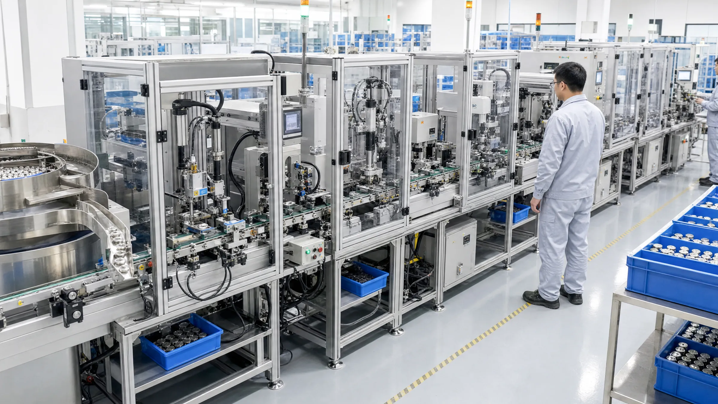 Automated magnetic-product production line with feeding, assembly, inspection, and sorting stations