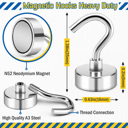 FINDMAG 28 Pack Magnetic Hooks, 30LB Strong Magnetic Hooks for Cruise Cabins, Heavy Duty Magnets with Hook for Cruise Essentials 2026, Hanging, Fridge, Locker, Door and Grill (Silver)