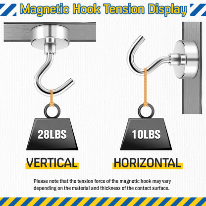 FINDMAG 28 Pack Magnetic Hooks, 30LB Strong Magnetic Hooks for Cruise Cabins, Heavy Duty Magnets with Hook for Cruise Essentials 2026, Hanging, Fridge, Locker, Door and Grill (Silver)