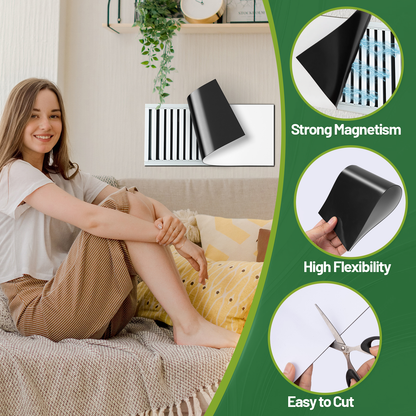 FINDMAG Strong Magnetic Vent Cover, 8 Pack 5.5" x 12" Vent Covers for Home Ceiling and Air Registers, Durable and Reusable Wall Vents Covers for Home HVAC Systems, with Heater Deflector Function