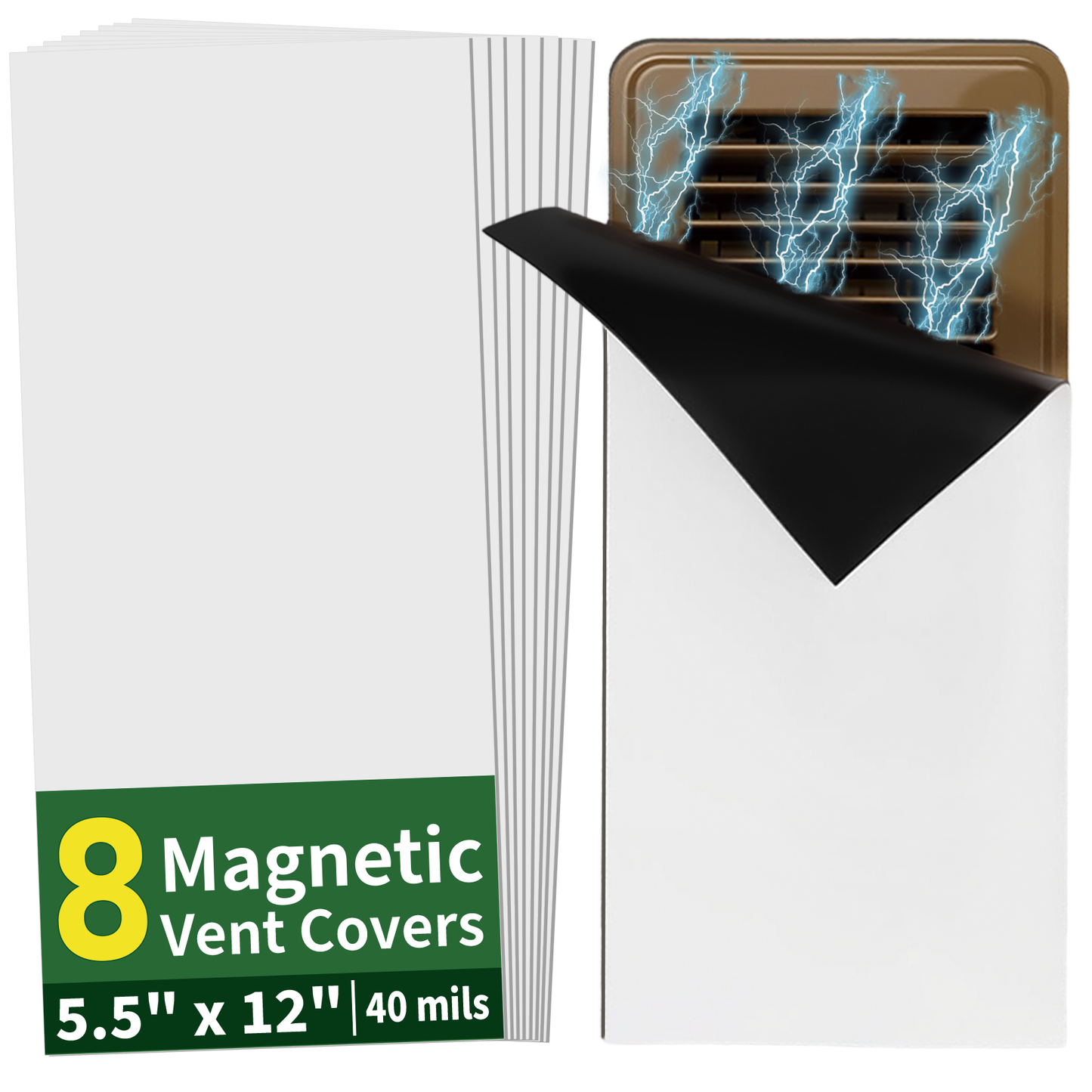 FINDMAG Strong Magnetic Vent Cover, 8 Pack 5.5" x 12" Vent Covers for Home Ceiling and Air Registers, Durable and Reusable Wall Vents Covers for Home HVAC Systems, with Heater Deflector Function