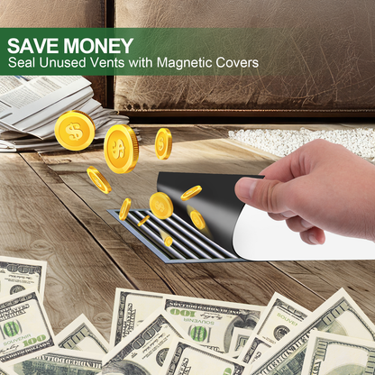 FINDMAG Strong Magnetic Vent Cover, 8 Pack 5.5" x 12" Vent Covers for Home Ceiling and Air Registers, Durable and Reusable Wall Vents Covers for Home HVAC Systems, with Heater Deflector Function