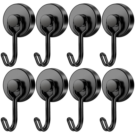 FINDMAG 60LBS Swivel Swing Magnetic Hooks, Heavy Duty Neodymium Hooks for Hanging, Strong Magnetic Hooks for Refrigerator, Kitchen, Office, Garage, Locker, Cruise, Home storage - 8 Pack