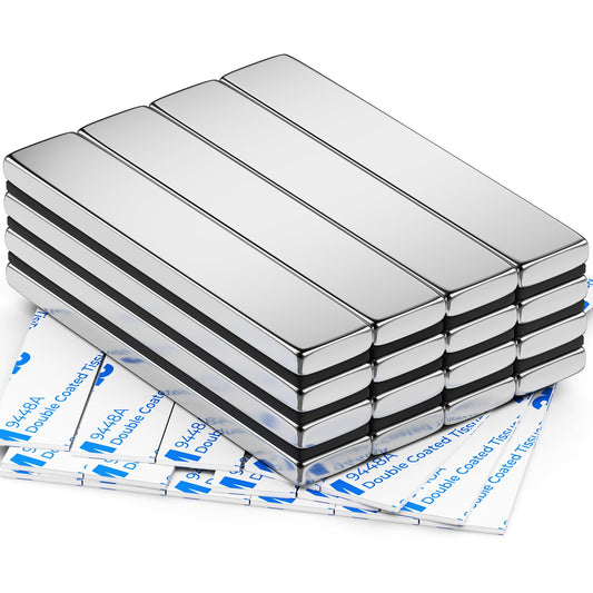 FINDMAG 16 Pack Bar Magnets, Powerful Neodymium Bar Magnets, Rare Earth Magnet Bar, Strong Magnet with Double Sided Adhesive - 60 x 10 x 3 mm
