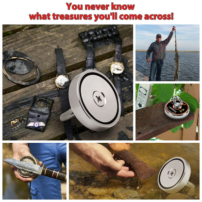 FINDMAG Super Strong Neodymium Fishing Magnets Kit, 500 LBS Pulling Force Magnet Fishing Kit, Diameter 2.36 inch(60 mm) Fishing Magnet for Retrieving in River and Magnet Fishing