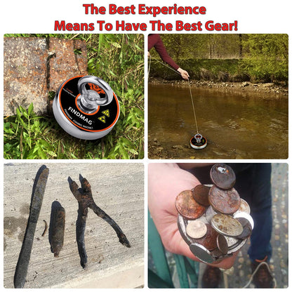 FINDMAG Magnet Fishing Kit with Case Fishing Magnets 1000 LBS Pulling Force Super Strong Neodymium Round Magnet for Heavy Duty Use - 3.54inch Diameter