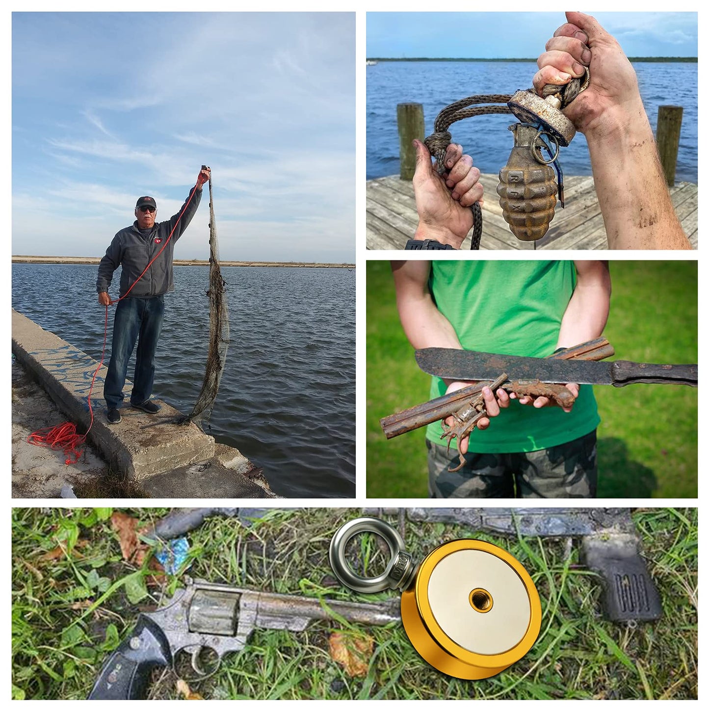 FINDMAG 1725 lbs Magnets Fishing Kit Fishing Magnet, 3.7" Diameter Fishing Magnet Kit for Magnetic Fishing and Retrieving Items in River, Lake