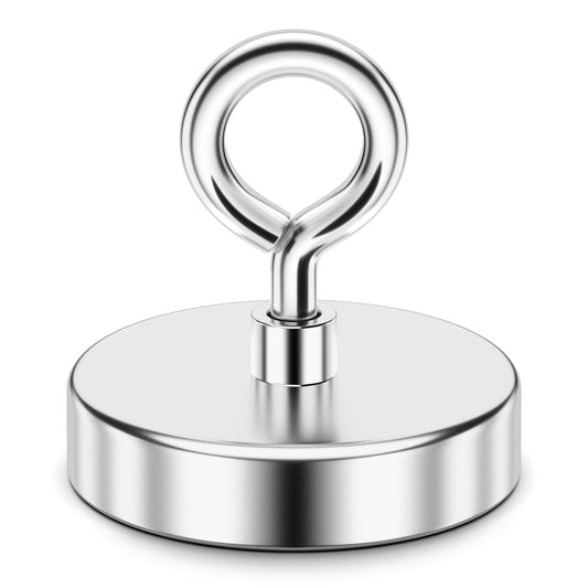 FINDMAG Super Strong Fishing Magnet, 700 lbs Pulling Force, Neodymium Rare Earth Magnet with Countersunk Hole Eyebolt, Large Magnet for Remover, Diameter 2.95 inch(75 mm)