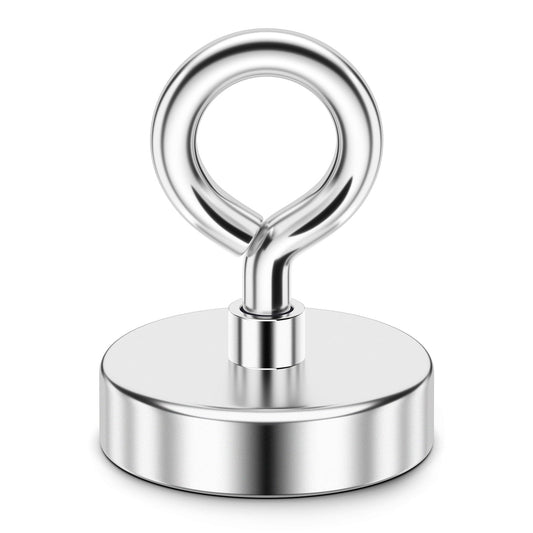 FINDMAG Neodymium Fishing Magnets, 150 LBS Pulling Force Neodymium Rare Earth Magnet with Lifting Eye-Bolt, Super Strong Round Magnet for Retrieving Items in Lake, Beach, Lawn 1.42’’(36mm)