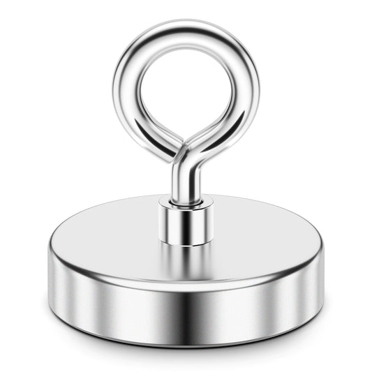 FINDMAG Neodymium Fishing Magnets, Rare Earth Magnet with Countersunk Hole Eyebolt Diameter 2.36 inch(60 mm) Magnets Heavy Duty for Retrieving Items in Lake, Beach, Lawn