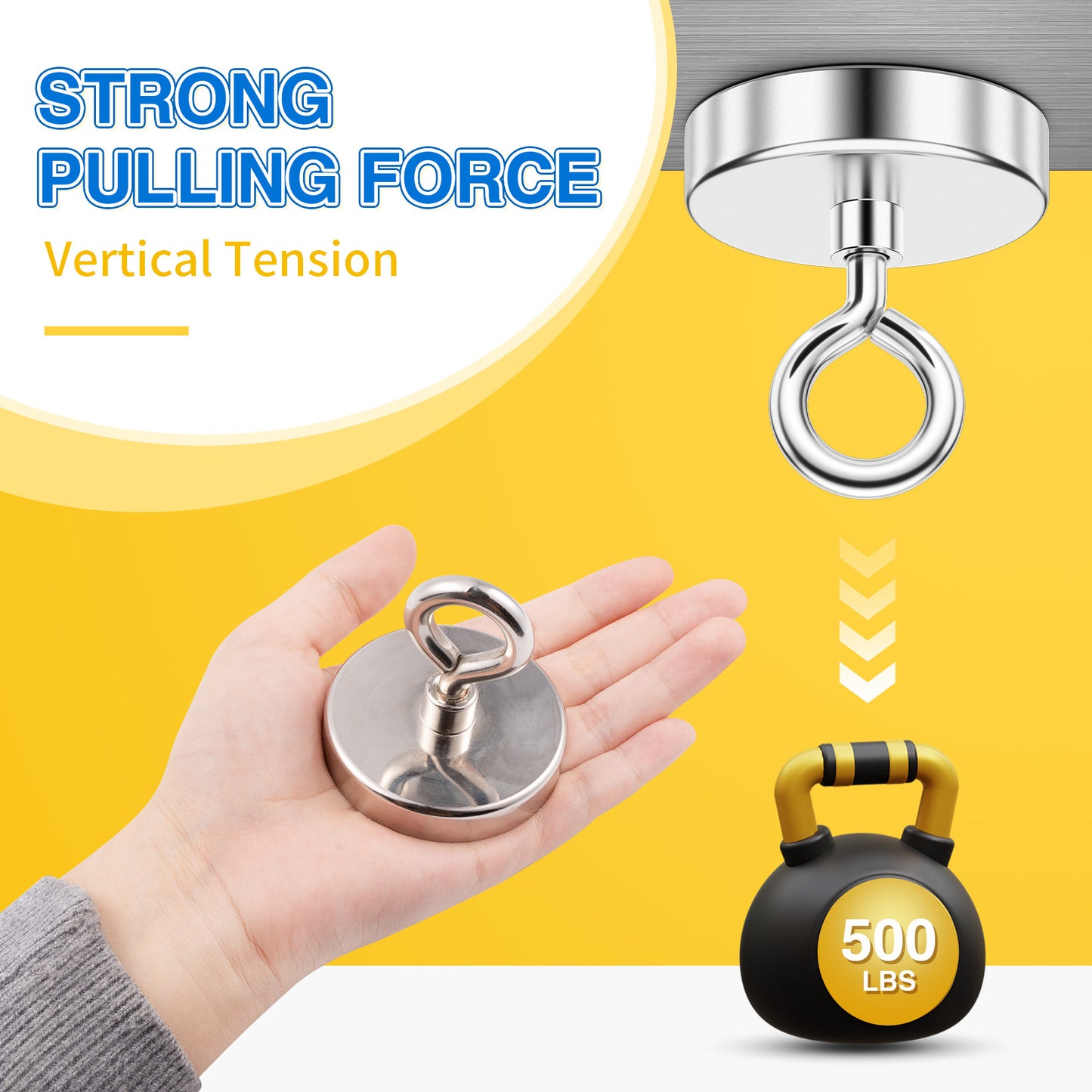 FINDMAG Neodymium Fishing Magnets, Rare Earth Magnet with Countersunk Hole Eyebolt Diameter 2.36 inch(60 mm) Magnets Heavy Duty for Retrieving Items in Lake, Beach, Lawn