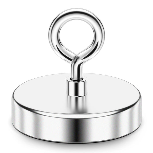 FINDMAG Super Strong Fishing Magnet, 1000 lbs Pulling Force, Neodymium Rare Earth Magnet with Countersunk Hole Eyebolt, Large Magnet for Remover, Diameter 3.54 inch(90 mm)