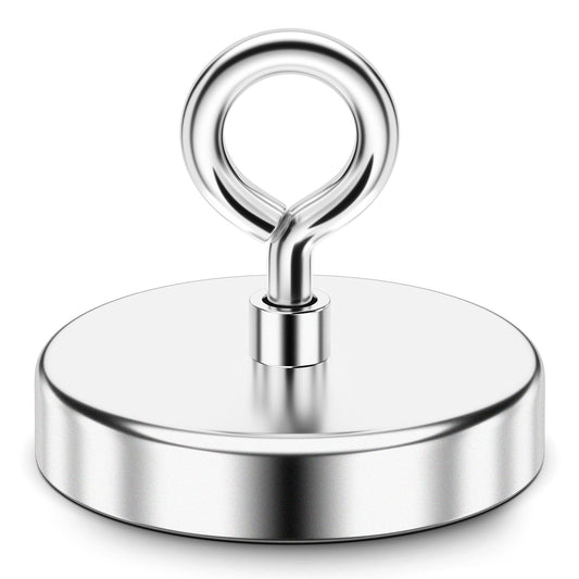 FINDMAG Neodymium Fishing Magnet, 1200LBS Rare Earth Magnets with Lifting Eye-Bolt, Strong Magnets Heavy Duty for Retrieving Items in Lake, Beach, Lawn, 3.84 inch(100 mm)