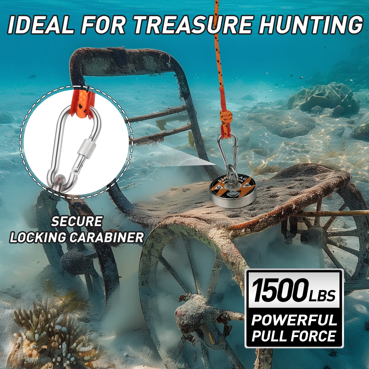 Fishing Magnet Kit Heavy Duty, Rare Earth Magnet with Countersunk Hole Eyebolt, Large Magnet Fishing Kit with Pulling Force Neodymium Fishing Magnets for Fishing and Lifting