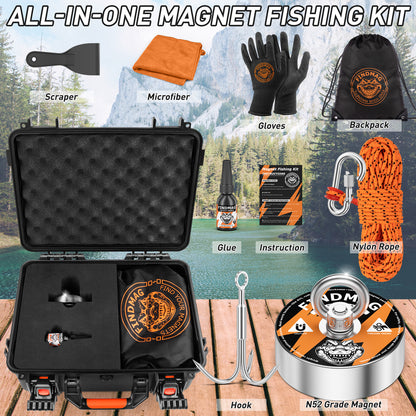 Fishing Magnet Kit Heavy Duty, Rare Earth Magnet with Countersunk Hole Eyebolt, Large Magnet Fishing Kit with Pulling Force Neodymium Fishing Magnets for Fishing and Lifting